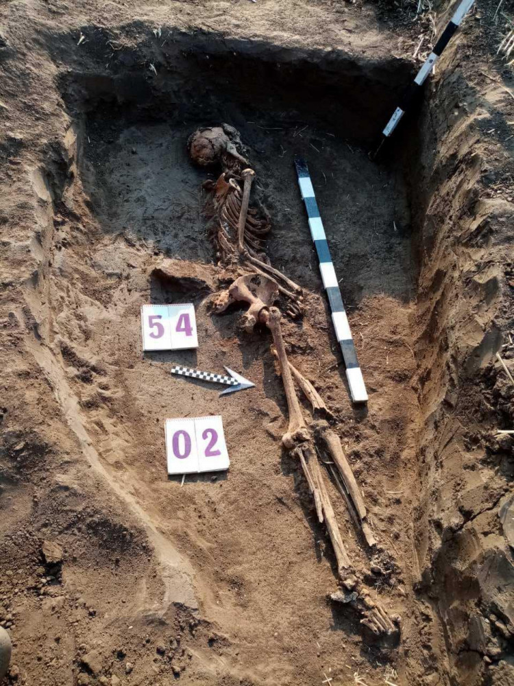 Останки киммерийца в раскопанном кургане